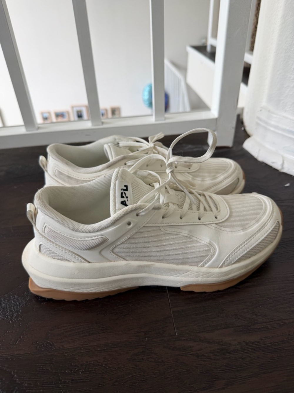 APL Unisex White Athletic Sneakers with Gum Sole